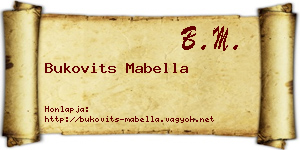 Bukovits Mabella névjegykártya